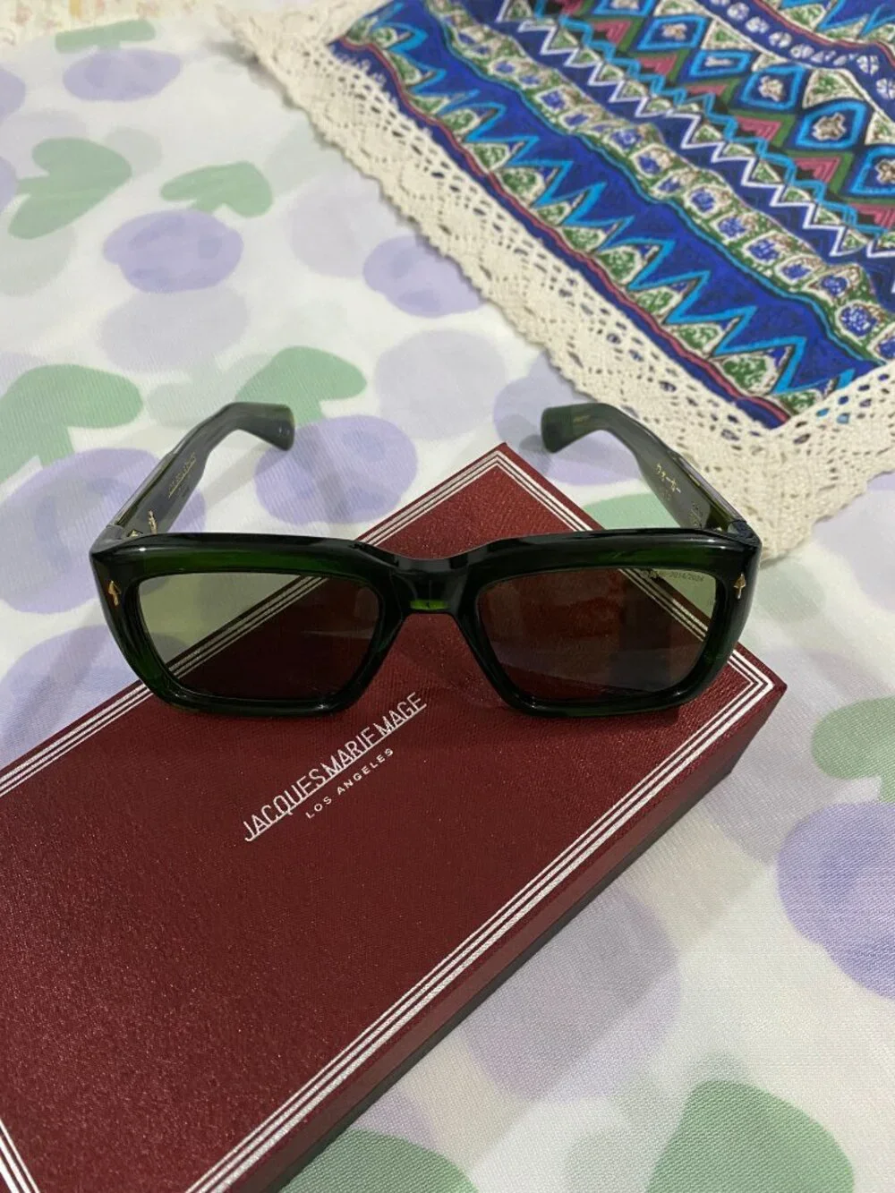 Jacques Marie Mage Dark Green Square-Frame Sunglasses